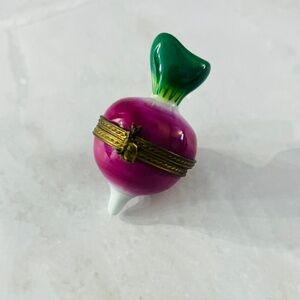 Authentic Limoges Radish Box Rabbit Hinge | Garden Vegetable France | Spring Col
